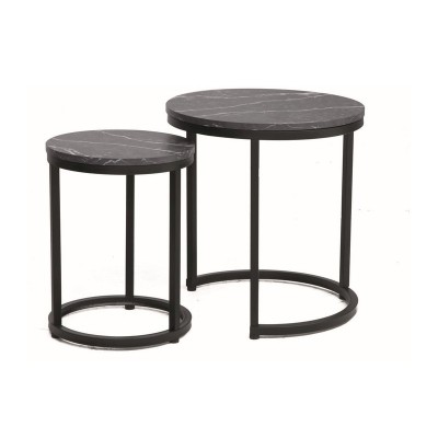 Комплект SIGNAL HOLA (2 стола журнальных) черный мрамор/черный